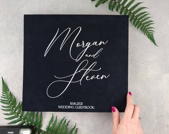 Black Wedding Album With White Lettering, Personalized Photo Guest Book, Instax Wedding Book, Photo Booth Album
