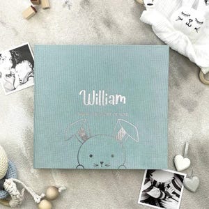 First Year Baby Memory Book | Mint Sea Blue Baby Album | Modern Baby Journal | Baby Shower Gift | Baby Book | 5 Year Baby Book