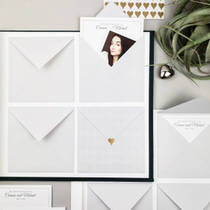 Livre d'or de mariage personnalisé avec enveloppes pour photos Instax et Polaroid ® avec cartes de souhaits et conseils, livre d'or personnalisé avec photo de mariage