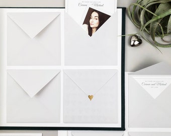Minimalist Wedding Envelope guest book with wishes and advice cards for instax pictures, Photo Guest book ideas, Wedding Advice book