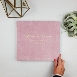 Wedding Album With Matte Gold Lettering, Personalized Photo Guest Book, Instax Wedding Book, Photo Booth Album image 3