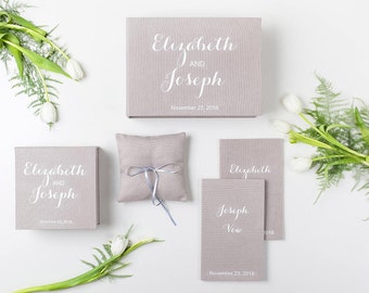 Set of Wedding Instant guest book  with wedding advice cards and Wedding ring box with 2 wedding vows book and wedding ring pillow