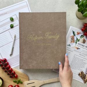 Pasta de receitas personalizada, livro de receitas, pasta personalizada A4 de 4 argolas com capas, pasta de capa dura, livro organizador de receitas, presente de culinária