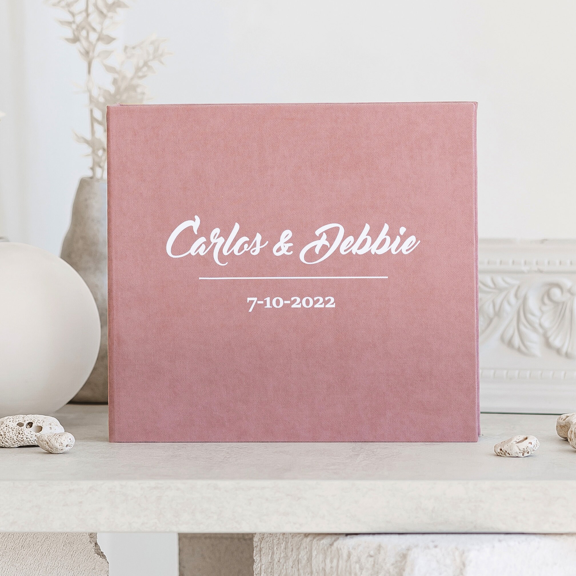 Wedding guest book as Wedding Album Pink With White Lettering, Personalized Photo Guest Book, Instax Wedding Book, Wedding Photo booth Book