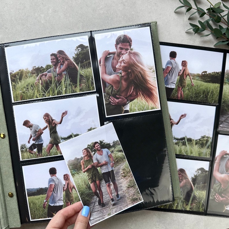 Personalized Custom Couple Photo Album With Sleeves up to 4x6 Photos, Slip in Family Photo Album, Wedding album image 3