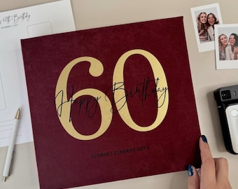 Personalized 60th Birthday Guest Book, Custom Photo Album for Instax Photos and Wishes
