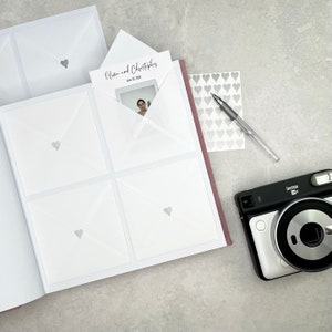Libro degli ospiti personalizzato per matrimonio con buste per foto Instax e Polaroid ® con biglietti di auguri e consigli, libro degli ospiti personalizzato per foto di matrimonio