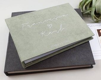 Wedding Album, Personalized Olive Photo Guest Book With White Lettering, Instax Wedding Book, Photo Booth Album
