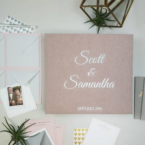 Livre d'or de mariage personnalisé avec enveloppes pour photos Instax et Polaroid ® avec cartes de souhaits et conseils, livre d'or personnalisé avec photo de mariage