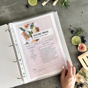 Carpeta de recetas personalizada, libro de cocina, carpeta de 4 anillas A4 personalizada con fundas, carpeta de tapa dura, libro organizador de recetas, regalo de cocina