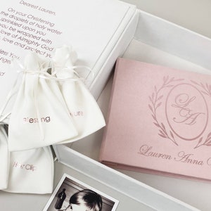 Christening keepsake box with album and bags, Baptism gift, Christening gift, Baby memory box, Baby gift box, Time capsule box, Birthday box