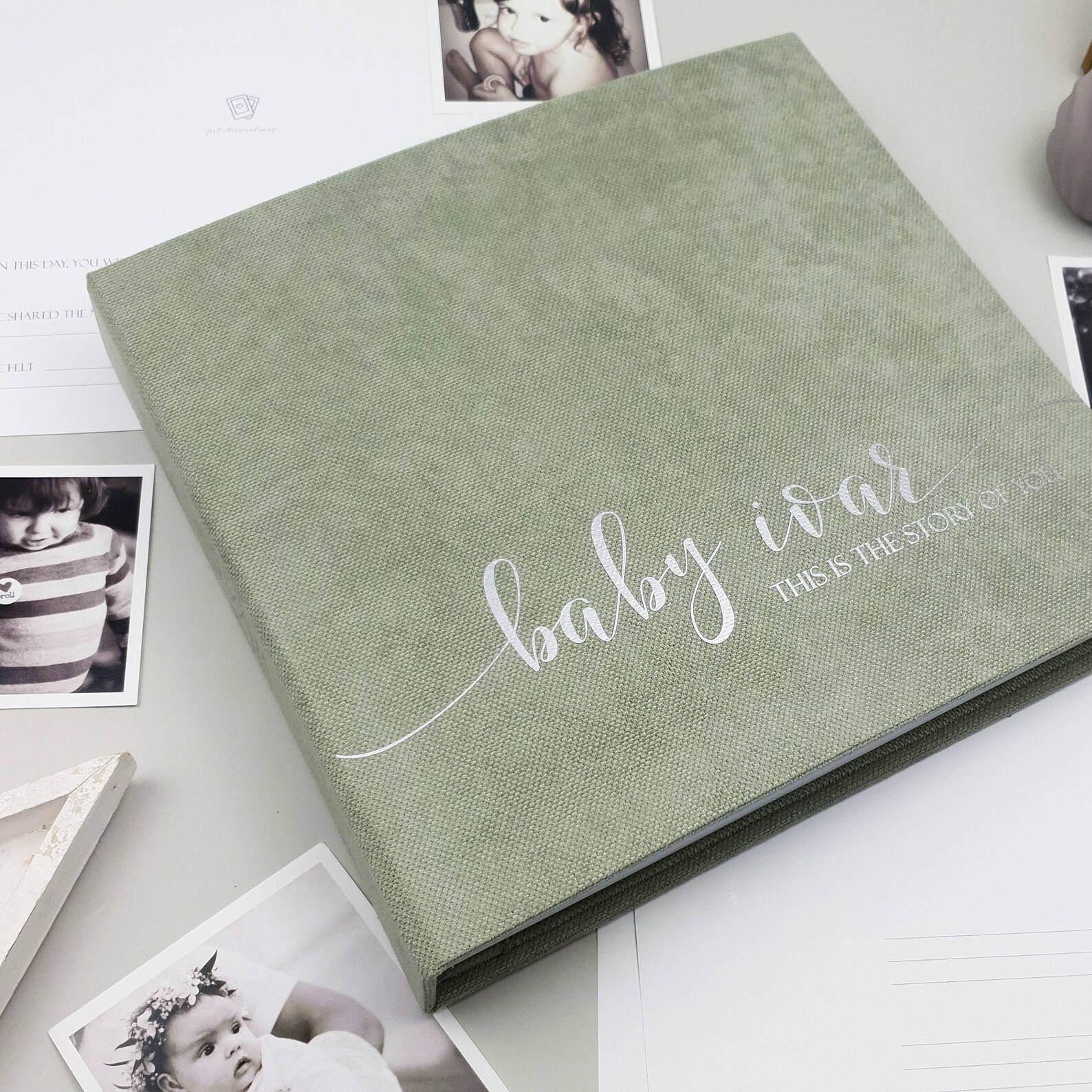 First Year Olive Green Baby Memory Book as Modern Baby Shower | Etsy