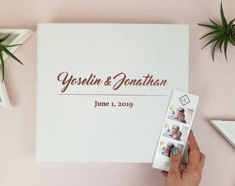 Ivory Wedding Album With Foil Rose Gold Lettering, Instax Picture Album, Personalized Photo Guest Book, Instax Photo Booth Album