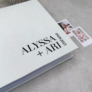 White Wedding Album With Black Lettering, Personalized Photo Guest Book, Instax Wedding Book, Photo Booth Album