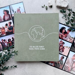 Personalized Custom Travel Photo Album With Sleeves up to 4x6 Photos, Slip in Family Photo Album, Large Photo Album