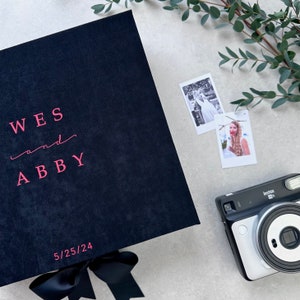 Personalized Wedding Gift Box, Black Memory Box With Red Writting, Wedding Card Box, Wedding Photo Box, Wedding Keepsake Box image 6