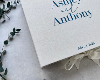 Personalized Wedding Keepsake Box, Ivory Memory Box with Ribbon