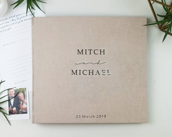 Instax Photo Guestbook With Metallic Silver Lettering, Personalized Wedding Album, Alternative Guestbook, Wedding Guestbook