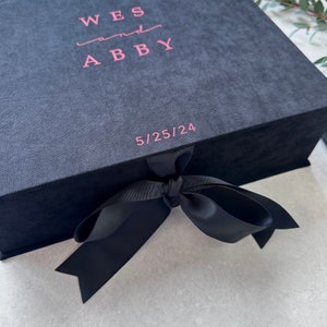 Personalized Wedding Gift Box, Black Memory Box With Red Writting, Wedding Card Box, Wedding Photo Box, Wedding Keepsake Box image 4