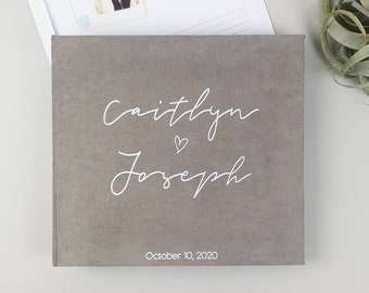 Personalized Tan Gray Wedding Photo Guest Book for Instax Polaroid Photo booth photos