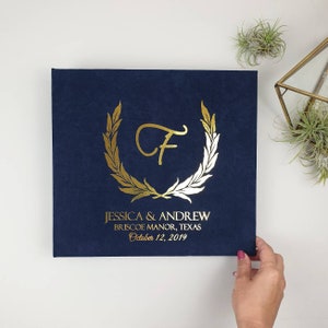 Navy Wedding Album with Gold Lettering, Instax Picture Album, Personalized Photo Guest book, Instax Wedding Book, Wedding Advice Book