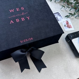 Personalized Wedding Gift Box, Black Memory Box With Red Writting, Wedding Card Box, Wedding Photo Box, Wedding Keepsake Box image 7