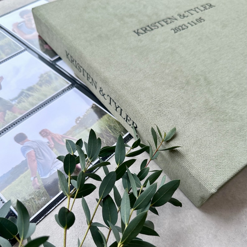 Personalized Custom Couple Photo Album With Sleeves up to 4x6 Photos, Slip in Family Photo Album, Wedding album image 2