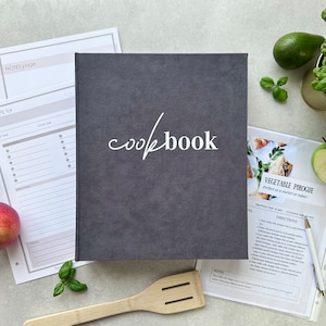 Raccoglitore per ricette personalizzato, libro di cucina, raccoglitore ad anelli A4 personalizzato con 4 maniche, raccoglitore con copertina rigida, libro per organizzare le ricette, regalo di cucina