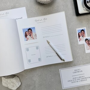 Ivory Wedding Album With Black Lettering, Personalized Photo Guest Book, Instax Wedding Book, Photo Booth Album