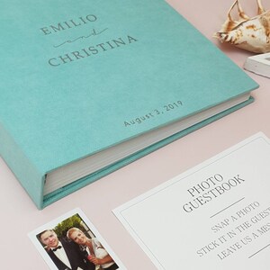 Wedding Guest Book, Mint Sea Blue Alternative Rustic Wedding Guest Book, Wedding Guest Book Ideas, Unique Wedding Guest Book, Instax Album image 2