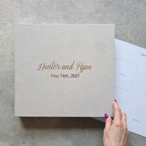 Wedding Album Light Gray With Copper Lettering, Personalized Photo Guest Book, Instax Wedding Book, Photo Booth Album