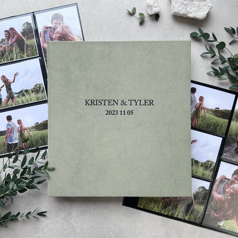 Personalized Custom Couple Photo Album With Sleeves up to 4x6 Photos, Slip in Family Photo Album, Wedding album
