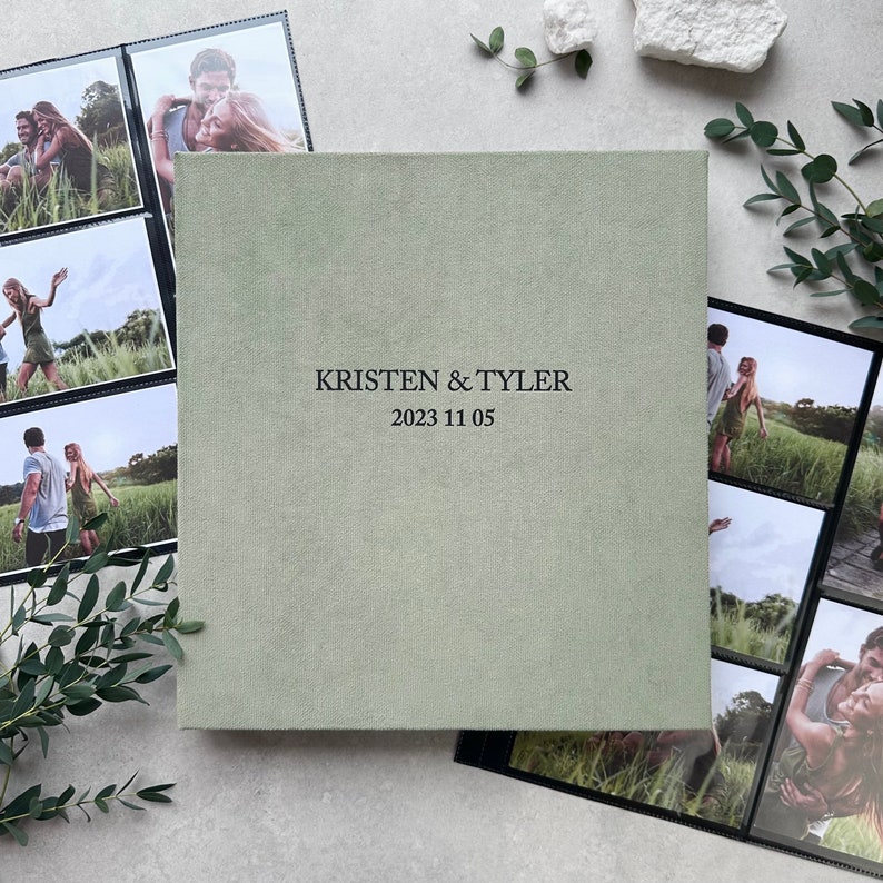 Personalized Custom Couple Photo Album With Sleeves up to 4x6 Photos, Slip in Family Photo Album, Wedding album image 4