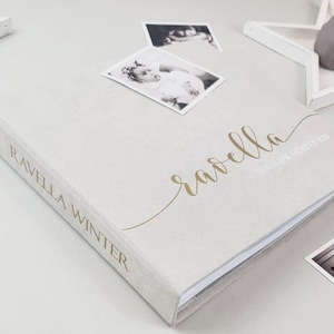 First Year Baby Memory Book | Light Gray Baby Album | Modern Baby Journal | Baby Shower Gift | Baby Book First Year | 5 Year Baby Book