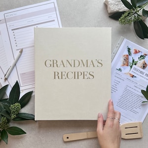 Pasta de receitas personalizada, livro de receitas, pasta personalizada A4 de 4 argolas com capas, pasta de capa dura, livro organizador de receitas, presente para ela
