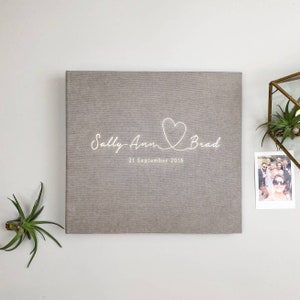 Tan Gray Wedding Guest Book, Personalized Wedding Photo Guest Book, Modern Guest Book Photo Booth guest book as album