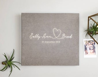 Tan Gray  Wedding Guest Book, Personalized Wedding Guest Book, Modern Guest Book Photo Booth