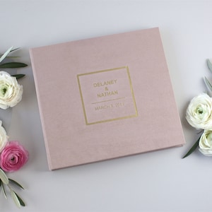 Dusty Pink Wedding Album With Matte Gold Lettering, Personalized Instax Photo Guest Book, Instax Wedding Book, Wedding Advice Book