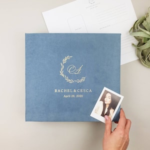 Dusty Blue Wedding Album with Gold Lettering, Instax Picture Album, Personalized Photo Guest Book, Instax Wedding Book, Photo Booth Album