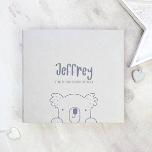 First Year Baby Memory Book | Light Gray Baby Album | Modern Baby Journal | Baby Shower Gift | Baby Book | 5 Year Baby Book