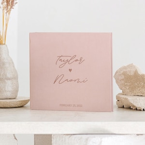 Baby Pink Wedding Album With Foil Rose Gold Lettering, Instax Picture Album, Personalized Photo Guest Book, Instax Wedding Advice Book