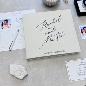 Ivory Wedding Album With Black Lettering, Personalized Photo Guest Book, Instax Wedding Book, Photo Booth Album
