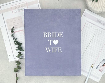 Linen Wedding Planner Binder - Keepsake Organizer For Brides & Grooms, Engagement Gift With Tabs & Pockets