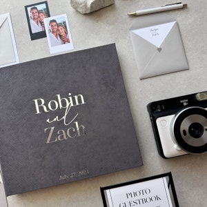Libro degli ospiti personalizzato per matrimonio con buste per foto Instax e Polaroid ® con biglietti di auguri e consigli, libro degli ospiti personalizzato per foto di matrimonio