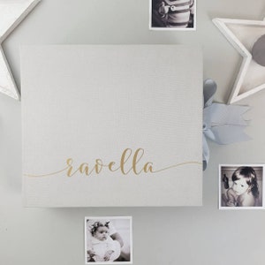 Extra Große Erinnerungsbox mit goldener Schrift, Zeitkapsel Box, Neuer Baby Geschenkkorb, Baby-Erinnerungsbox, Taufbox, Babyparty
