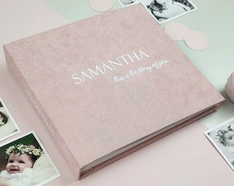 Personalized Baby Memory Book: Modern First Year Album, Gift for Baby Girl
