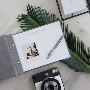 Alternative Wedding Guest Book, Instax Photo Guest book - Album, Photo Guest Book Wedding, Gray Guest Book With Black Lettering