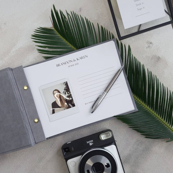 Alternative Wedding Guest Book, Instax Photo Album, Instax Guest Book, Gray Guest Book With Black Lettering