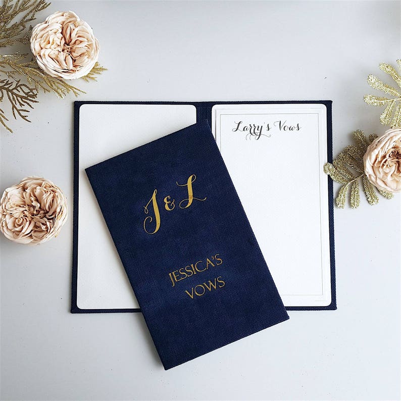 Personalised Wedding Vow Books, Gold Foil Vow Book, Set of Vow Books, Custom Vow Books, Wedding Vows Booklet, Set of 2 Books image 2