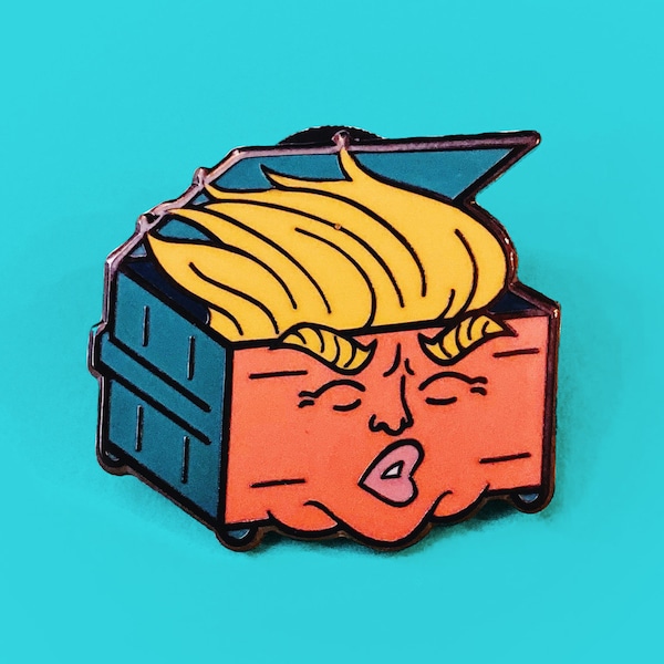 Dumpster Fire Donald Trump Enamel Pin / Trumpster Fire Lapel Pin / Dump Truck / Impeachment / Politics, Political, Protest Art, Funny, Humor